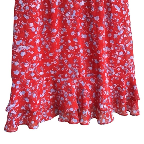 Bar 111 Red Blue Floral Ruffle Mini Dress Size 6 NEW - Picture 4 of 6